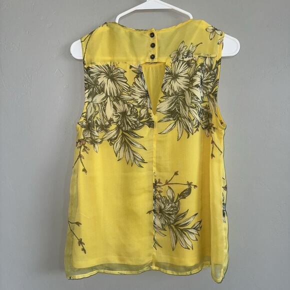 Vero Moda Woman’s Sleeveless Blouse Yellow Tropical Floral Print Size M Top - Picture 2 of 7